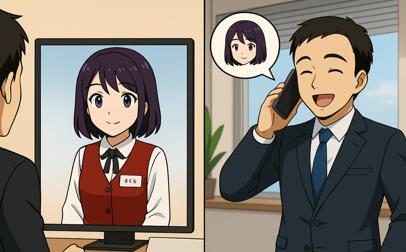 受付さくらさんが来訪者の対応から担当者へのチャット・電話通知まで即時実施