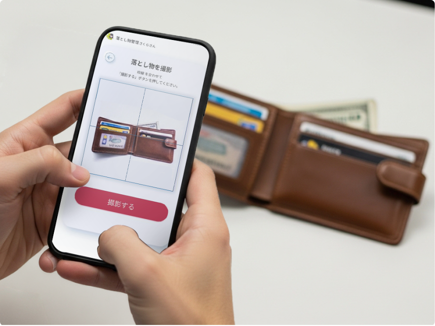 専用アプリで 落とし物を撮影