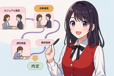 面接フローも柔軟に対応 面接フローも柔軟に対応 面接フローも柔軟に対応